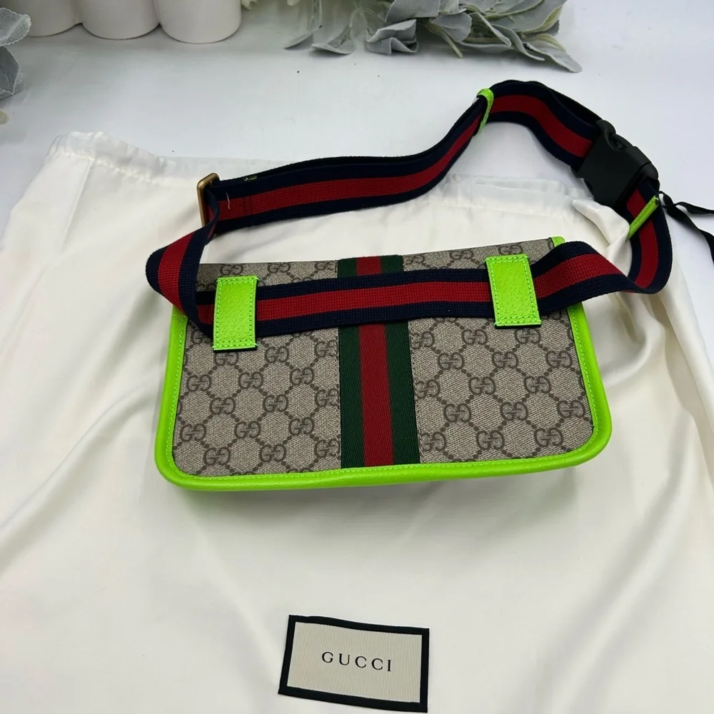 Women's Gucci GG Supreme OPHIDIA belt bag adjustable 80 cm made in Italy - Picture 6 of 10